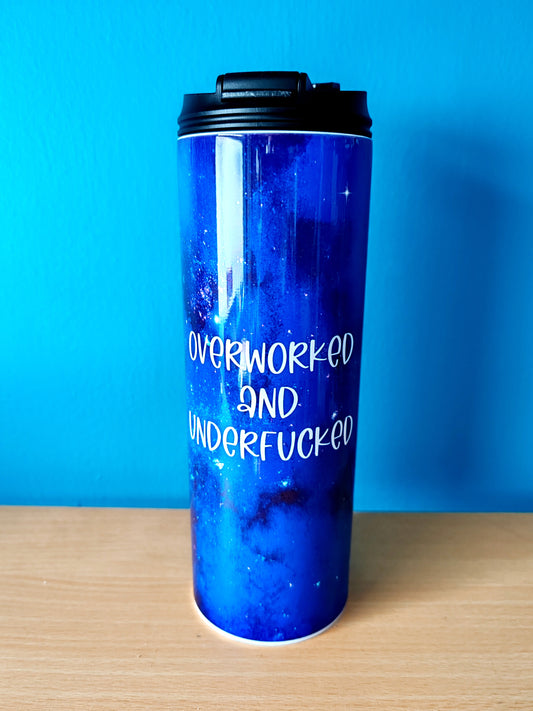 Overworked and Underfucked 20oz skinny tumbler